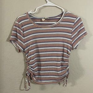 multicolored striped shirt with cute ties on the side